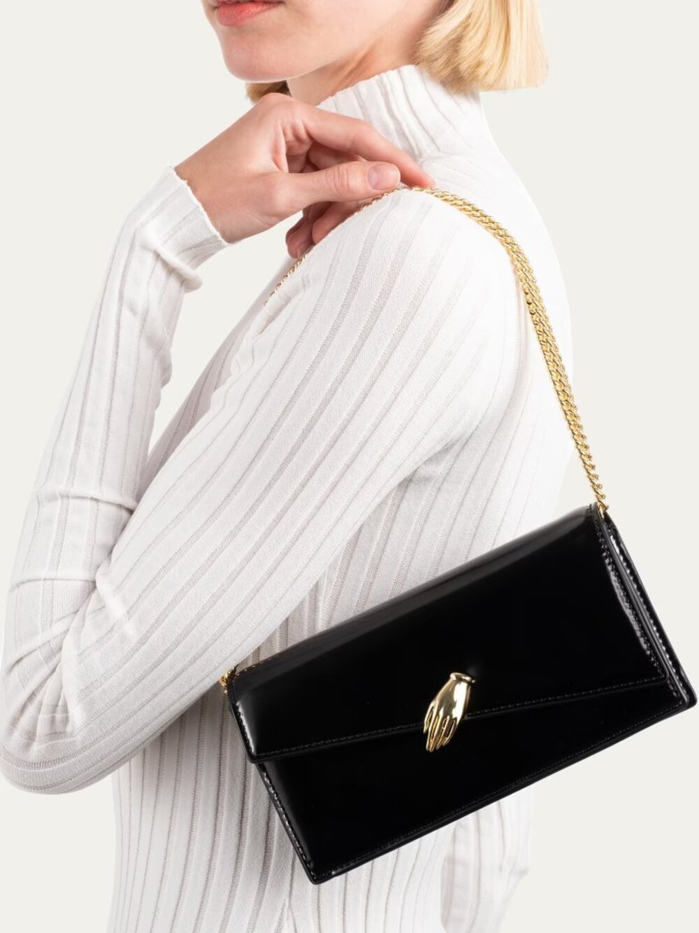 '90s-Inspired Elegant Evening-Forward Alexis Bittar Flap Chain Shoulder Bag